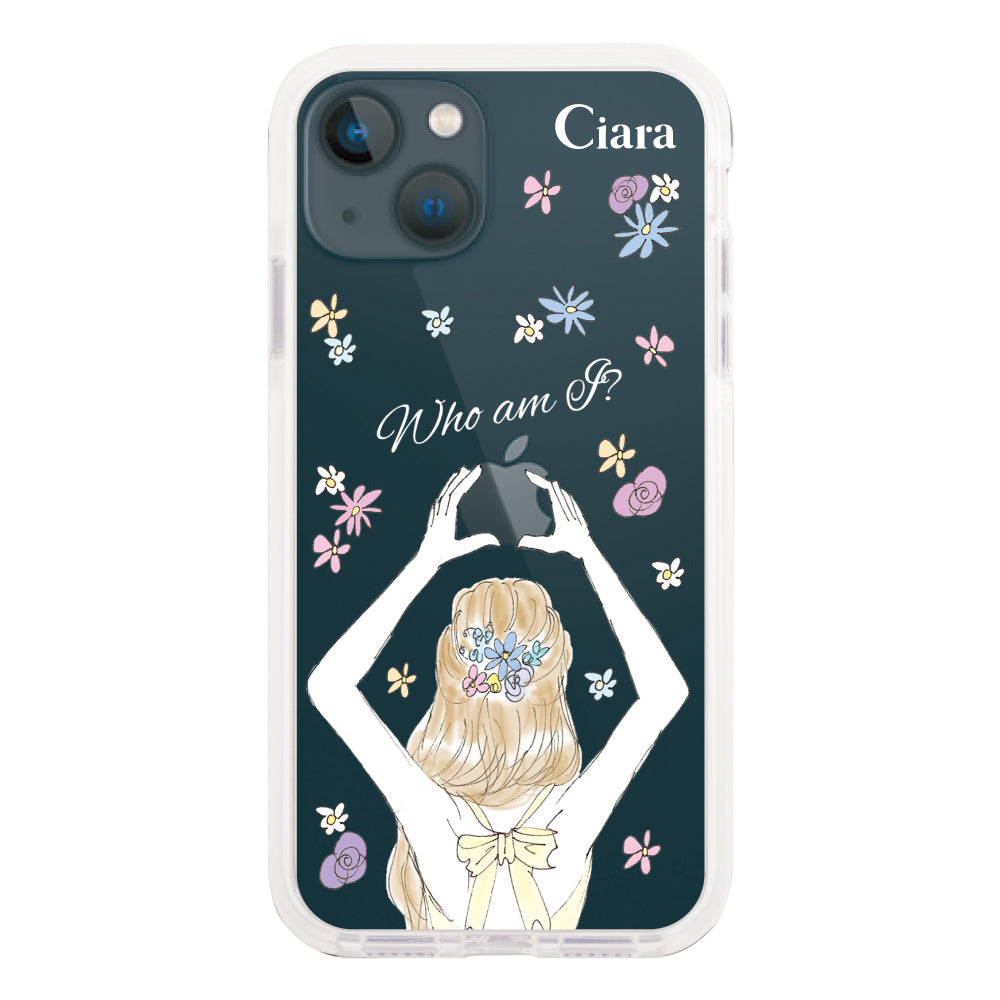 iPhone13mini クッションバンパー 耐衝撃クリアケース バックショット イエロー