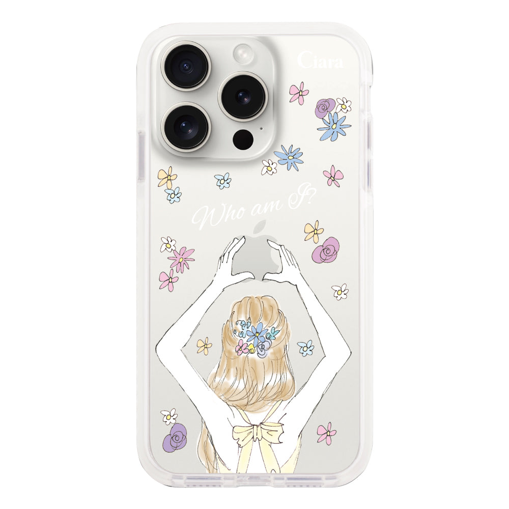 iPhone15ProMax クッションバンパー 耐衝撃クリアケース バックショット イエロー