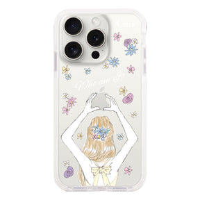 iPhone15ProMax クッションバンパー 耐衝撃クリアケース バックショット イエロー