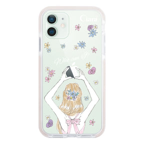 iPhone12mini クッションバンパー 耐衝撃クリアケース バックショット ピンク