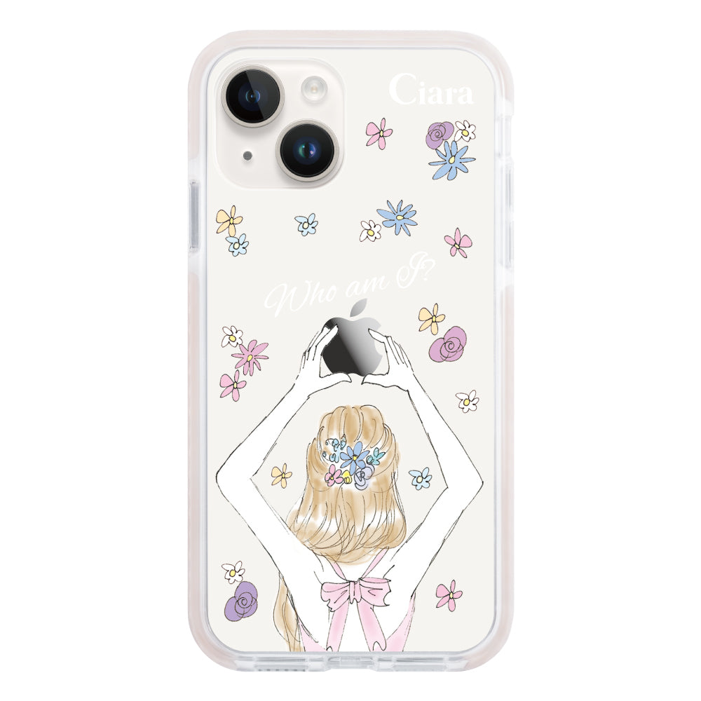iPhone14 クッションバンパー 耐衝撃クリアケース バックショット ピンク