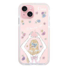 iPhone15 クッションバンパー 耐衝撃クリアケース バックショット ピンク