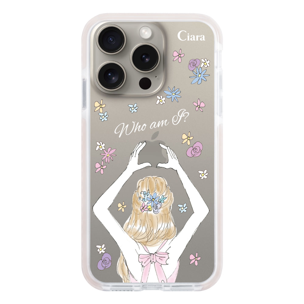 iPhone15Pro クッションバンパー 耐衝撃クリアケース バックショット ピンク