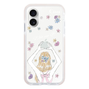 iPhone16 クッションバンパー 耐衝撃クリアケース バックショット ピンク