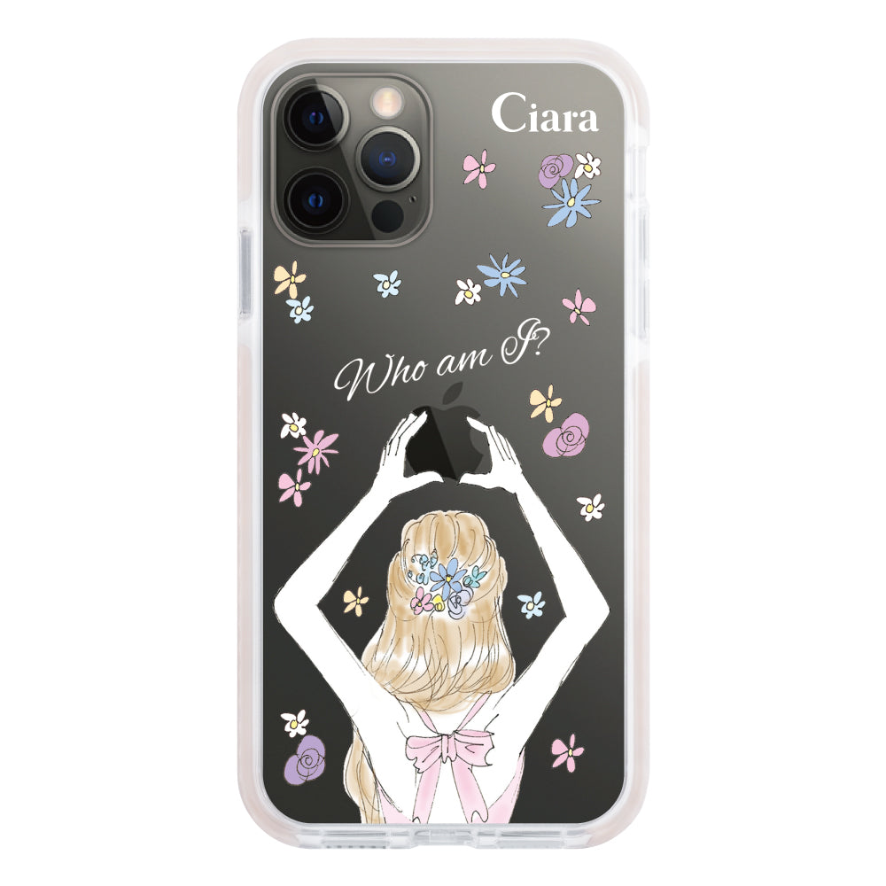 iPhoneX/XS クッションバンパー 耐衝撃クリアケース バックショット ピンク