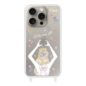 iPhone15Proケース ストラップクリアケース バックショット ピンク