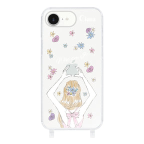 iPhone16eケース ストラップクリアケース バックショット ピンク