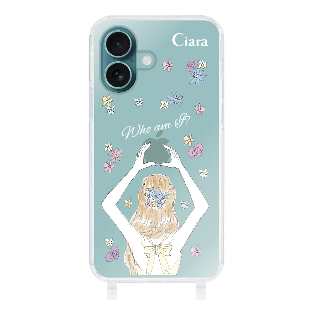 iPhone16Plusケース ストラップクリアケース バックショット イエロー