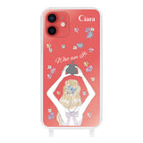 iPhone11ケース ストラップクリアケース バックショット パープル