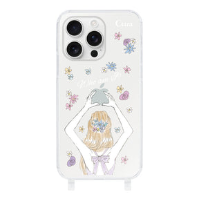iPhone16ProMaxケース ストラップクリアケース バックショット パープル