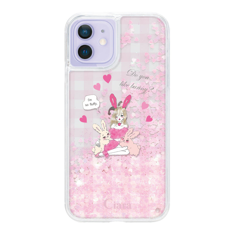 iPhoneケース グリッター オイルクリアケース バニーアンドガール