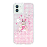 iPhone12mini グリッター オイルクリアケース バニーガール ピンク