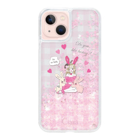 iPhone13 グリッター オイルクリアケース バニーガール ピンク