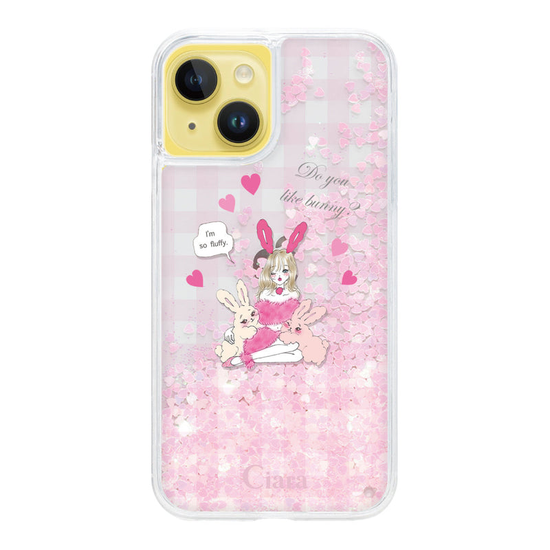 iPhoneケース グリッター オイルクリアケース バニーアンドガール