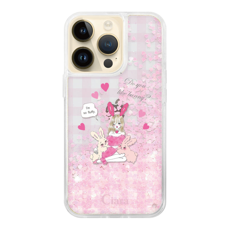 iPhoneケース グリッター オイルクリアケース バニーアンドガール