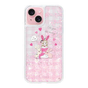 iPhone15 グリッター オイルクリアケース バニーガール ピンク
