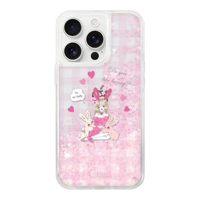 iPhone16ProMax グリッター オイルクリアケース バニーガール ピンク