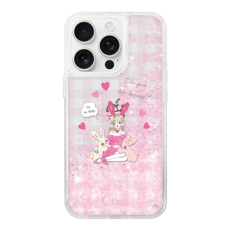 iPhoneケース グリッター オイルクリアケース バニーアンドガール
