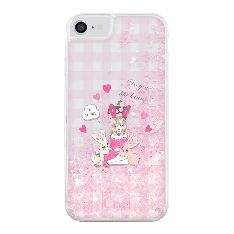 iPhoneケース グリッター オイルクリアケース バニーアンドガール