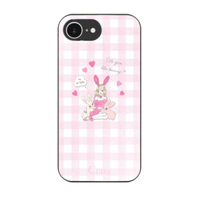 iPhone16e ガラス 強化ガラスケース バニーガール ピンクチェック