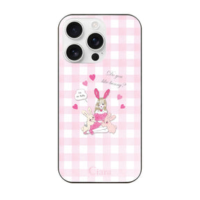 iPhone16ProMax ガラス 強化ガラスケース バニーガール ピンクチェック