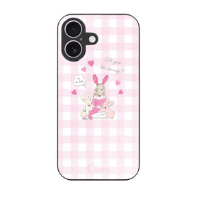 iPhone17 ガラス 強化ガラスケース バニーガール ピンクチェック