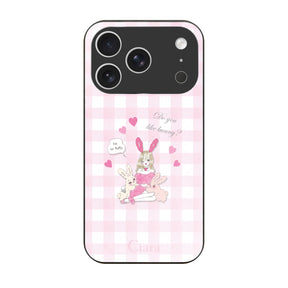 iPhone17Pro ガラス 強化ガラスケース バニーガール ピンクチェック