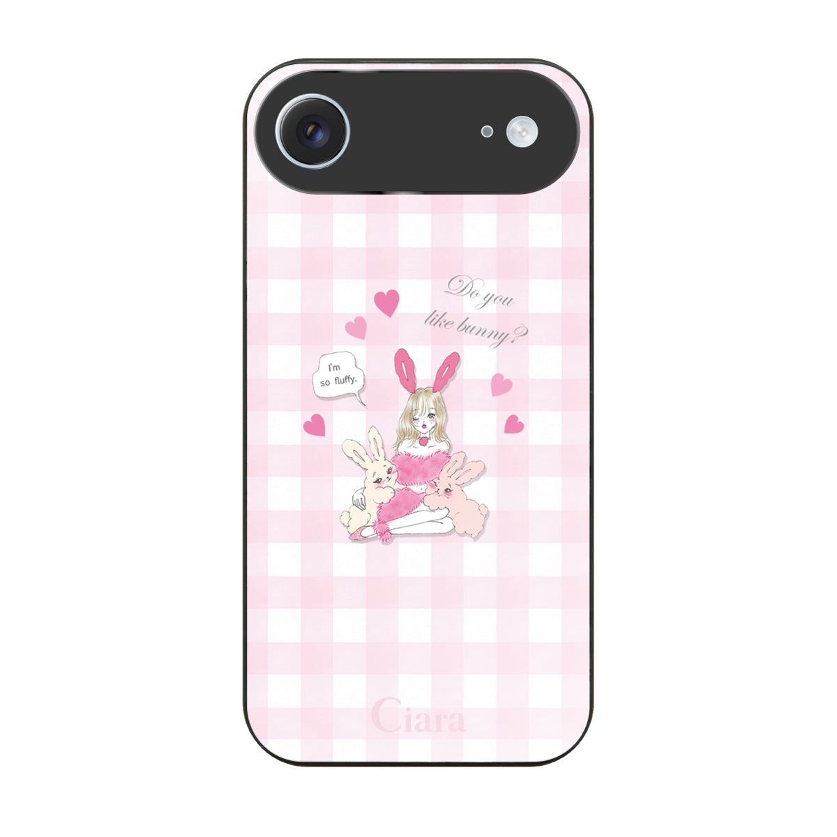 iPhoneAir ガラス 強化ガラスケース バニーガール ピンクチェック