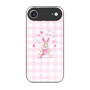iPhoneAir ガラス 強化ガラスケース バニーガール ピンクチェック
