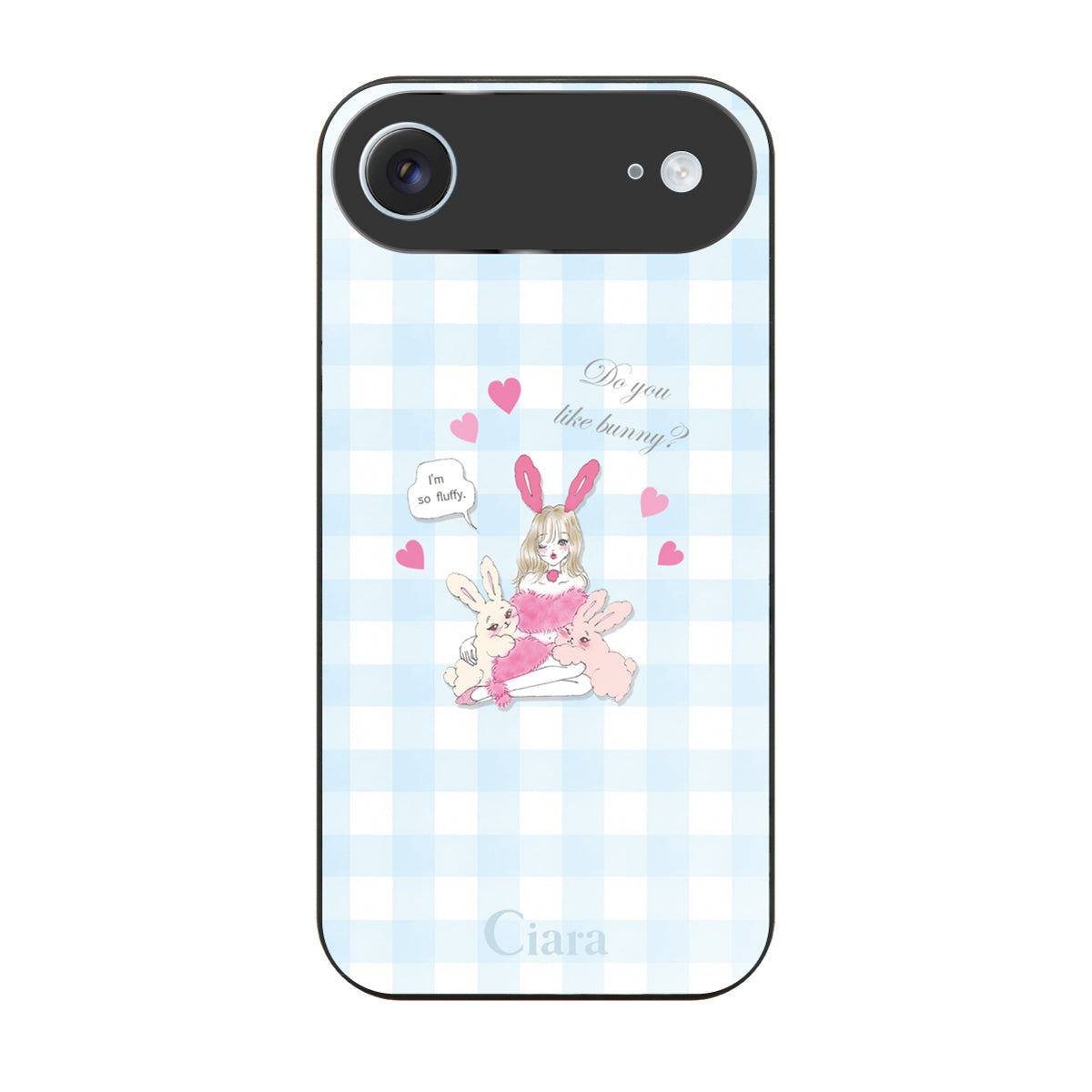 iPhoneAir ガラス 強化ガラスケース バニーガール ブルーチェック