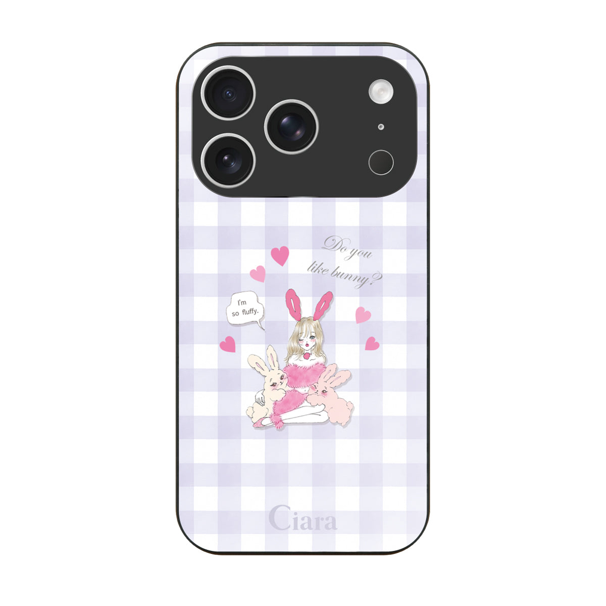 iPhone17Pro ガラス 強化ガラスケース バニーガール パープルチェック