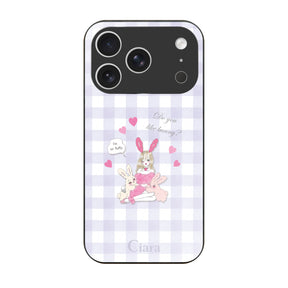 iPhone17Pro ガラス 強化ガラスケース バニーガール パープルチェック