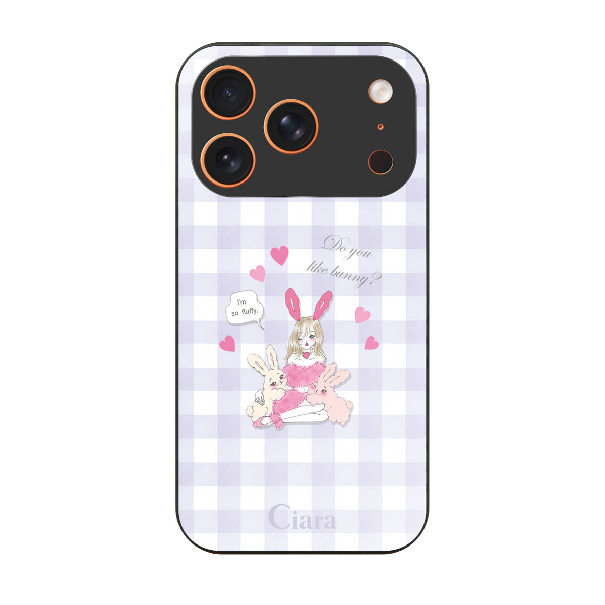 iPhone17ProMax ガラス 強化ガラスケース バニーガール パープルチェック