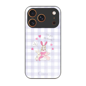 iPhone17ProMax ガラス 強化ガラスケース バニーガール パープルチェック