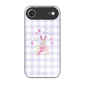 iPhoneAir ガラス 強化ガラスケース バニーガール パープルチェック