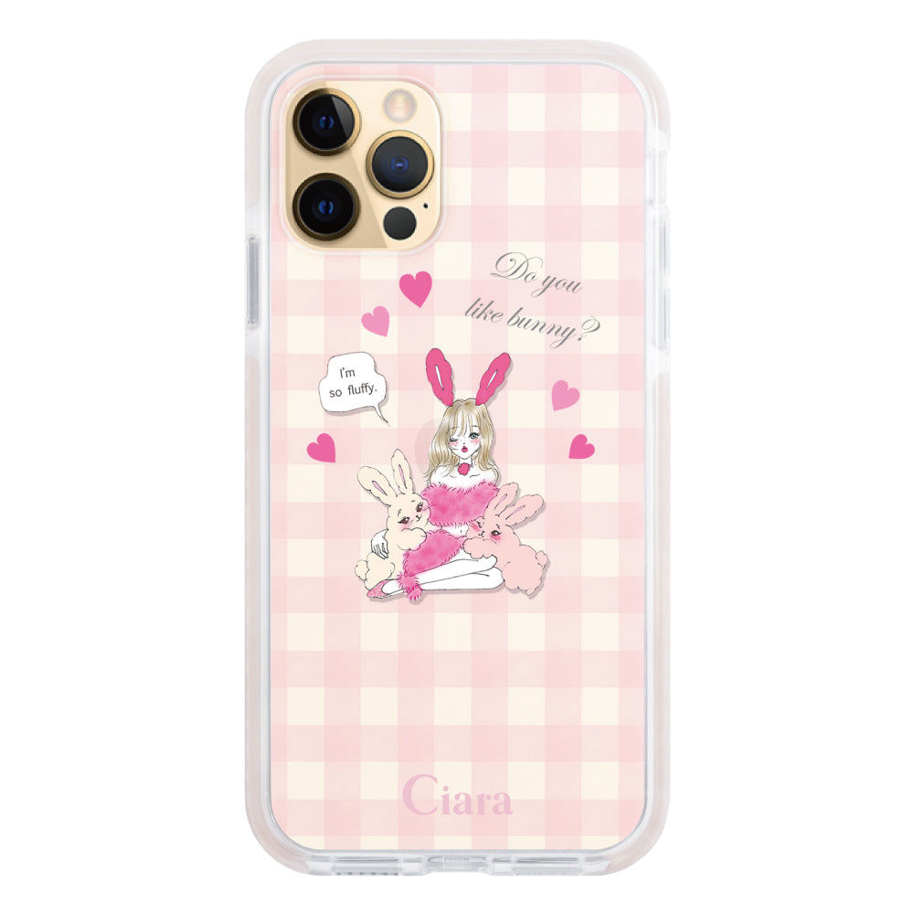 iPhone11ProMax クッションバンパー 耐衝撃クリアケース バニーガール ピンク