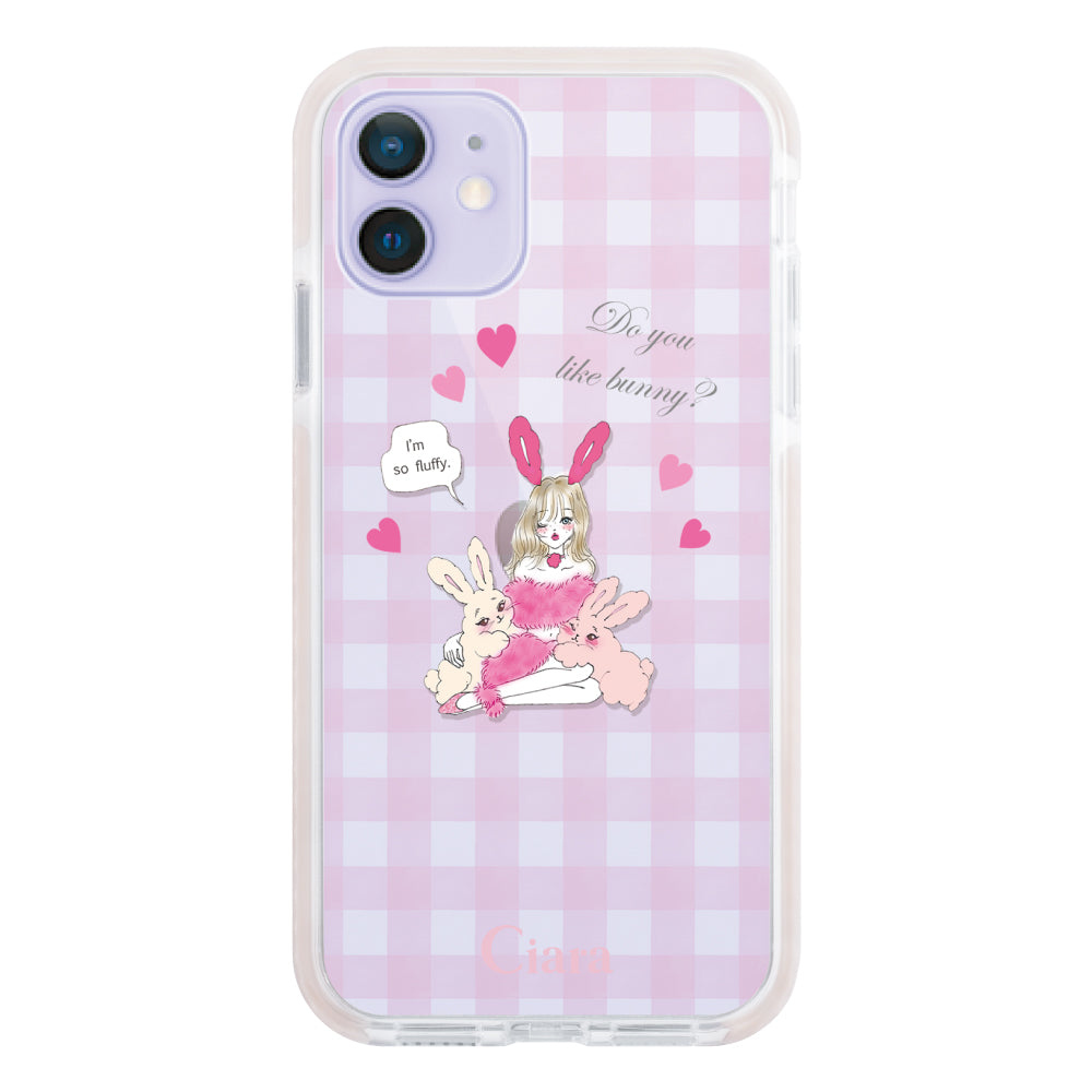 iPhone12/12Pro クッションバンパー 耐衝撃クリアケース バニーガール ピンク