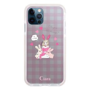 iPhone12ProMax クッションバンパー 耐衝撃クリアケース バニーガール ピンク