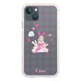 iPhone13mini クッションバンパー 耐衝撃クリアケース バニーガール ピンク