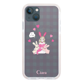 iPhone13mini クッションバンパー 耐衝撃クリアケース バニーガール ピンク