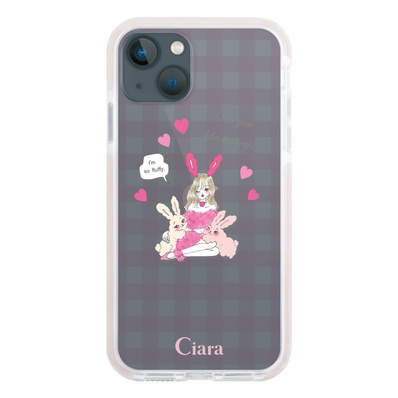 iPhoneケース クッションバンパー 耐衝撃クリアケース バニーアンドガール