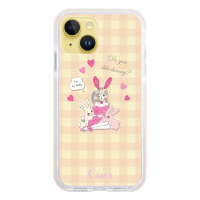 iPhone14Plus クッションバンパー 耐衝撃クリアケース バニーガール ピンク