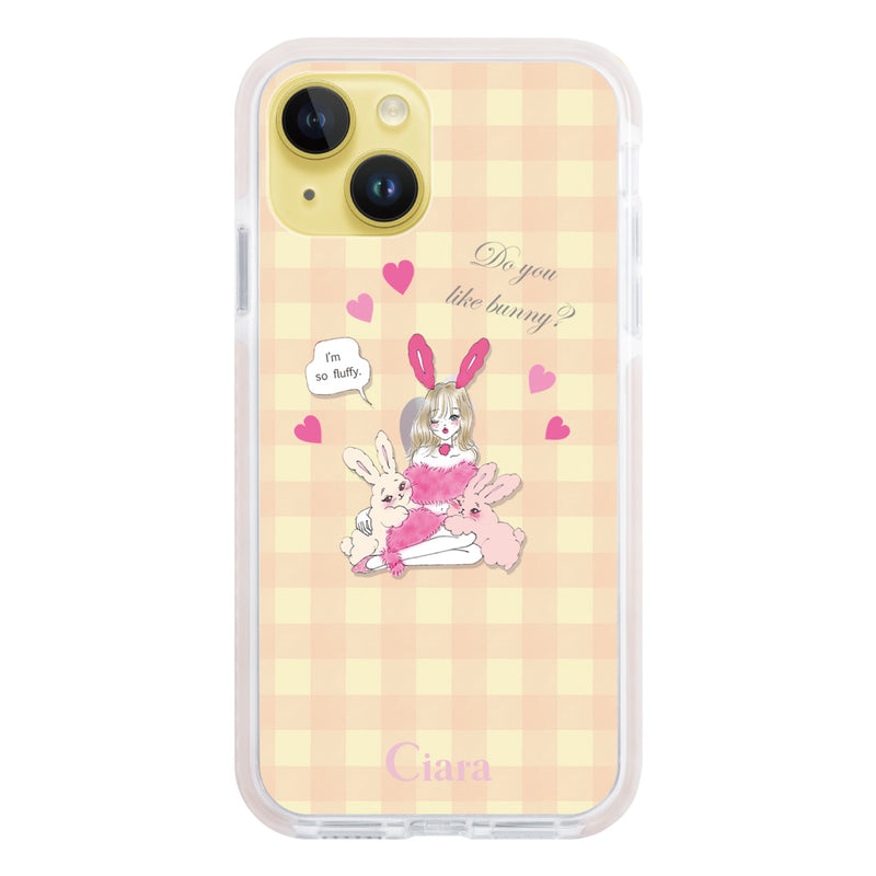 iPhoneケース クッションバンパー 耐衝撃クリアケース バニーアンドガール