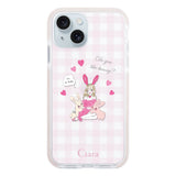 iPhone15Plus クッションバンパー 耐衝撃クリアケース バニーガール ピンク
