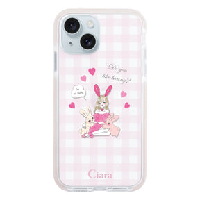 iPhone15Plus クッションバンパー 耐衝撃クリアケース バニーガール ピンク