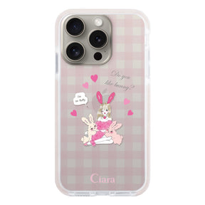 iPhone15Pro クッションバンパー 耐衝撃クリアケース バニーガール ピンク