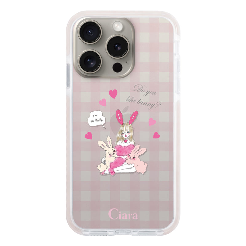 iPhoneケース クッションバンパー 耐衝撃クリアケース バニーアンドガール