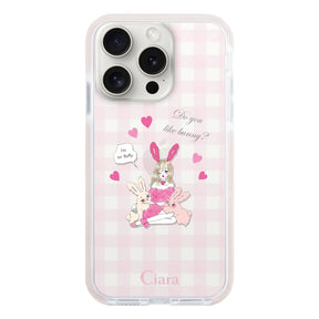 iPhone15ProMax クッションバンパー 耐衝撃クリアケース バニーガール ピンク
