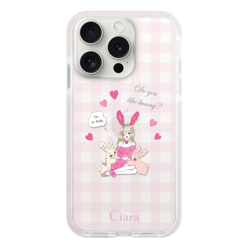iPhoneケース クッションバンパー 耐衝撃クリアケース バニーアンドガール