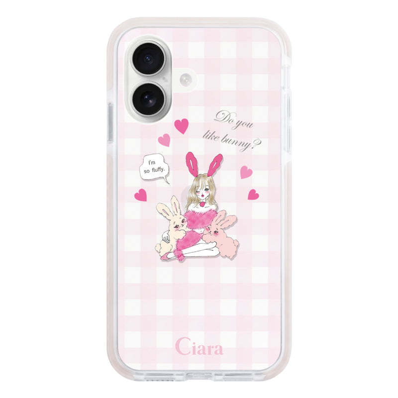 iPhoneケース クッションバンパー 耐衝撃クリアケース バニーアンドガール